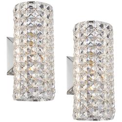 Cesenna 10 1/4&quot; High Crystal LED Wall Sconces Set of 2