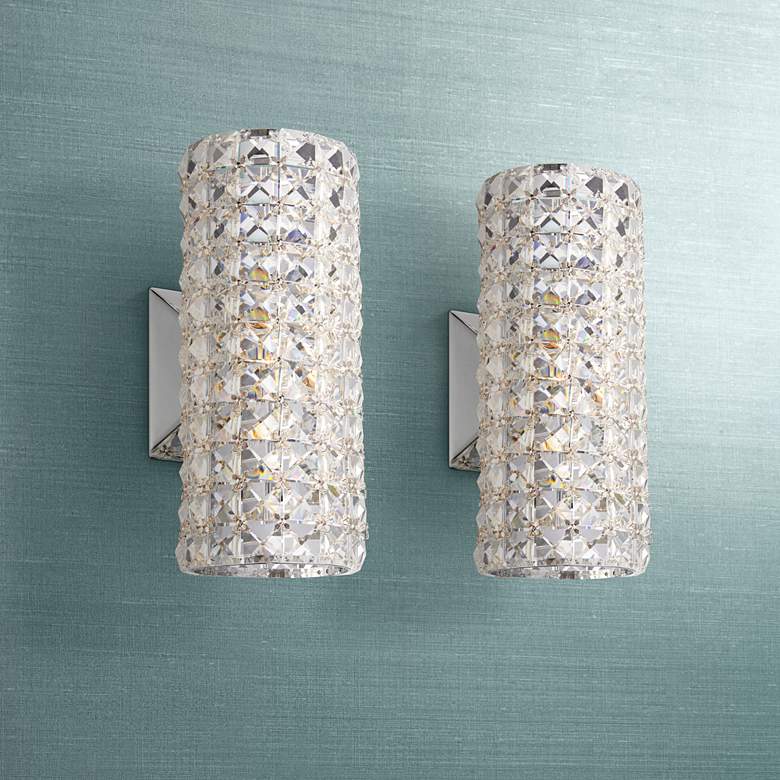 Image 1 Cesenna 10 1/4" High Crystal LED Wall Sconces Set of 2