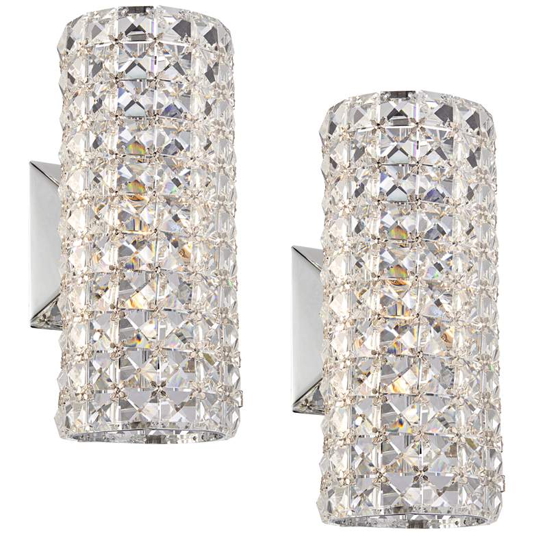 Image 2 Cesenna 10 1/4 inch High Crystal Wall Sconces Set of 2