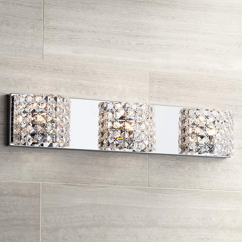 Image 1 Cesenna 25 1/2 inch Wide Crystal 3-Light LED Bath Vanity Light