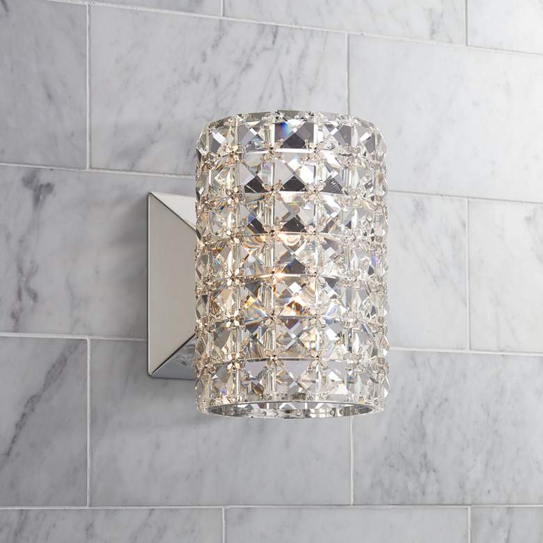 Image 2 Cesenna 6 1/2 inch High Crystal Cylinder LED Wall Sconce