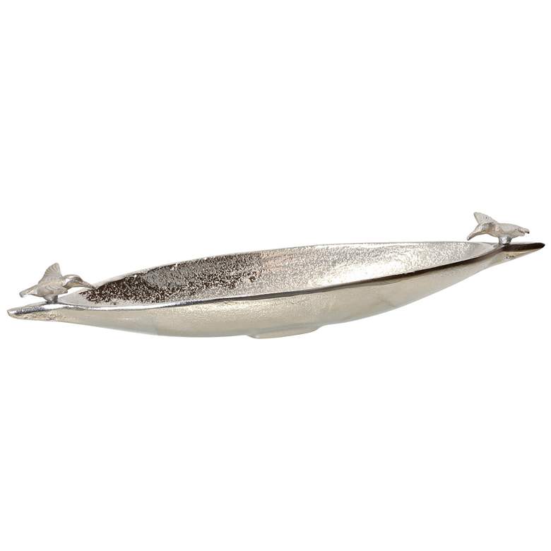 Image 1 Cevilla Boat Dish With Bird Nickel 18" x 3" x 5"