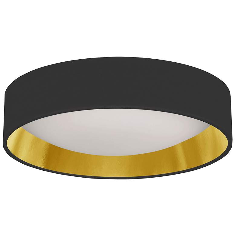 Image 1 CFLD 15 inch Wide Black and Gold Shade LED Flush Mount