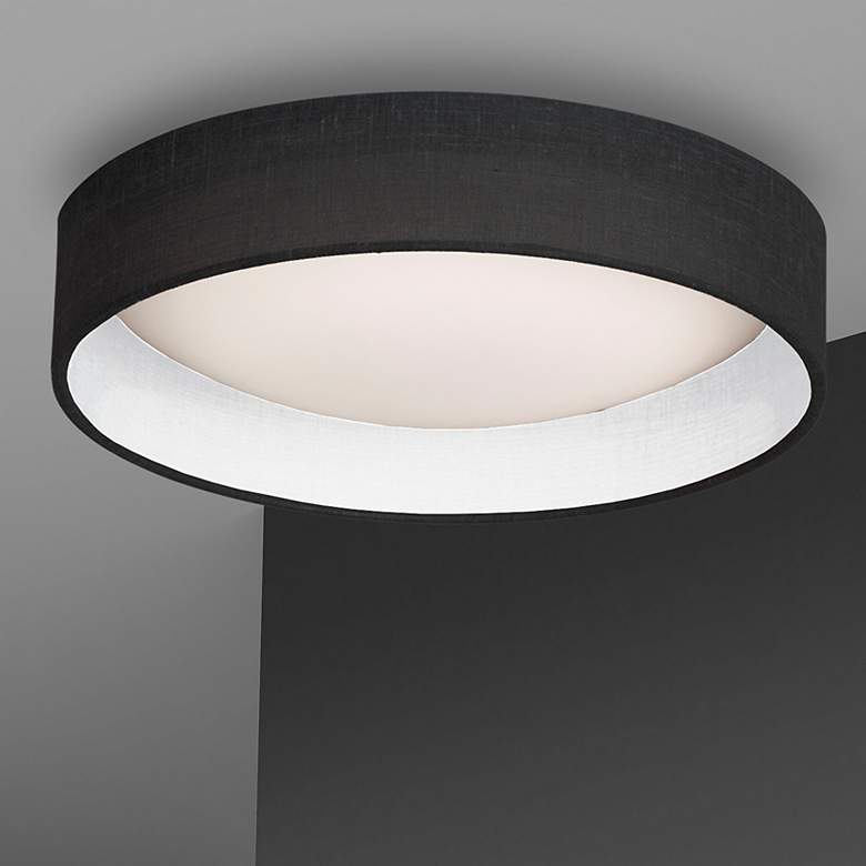 Image 1 CFLD 15" Wide LED Flush Mount With Black Shade