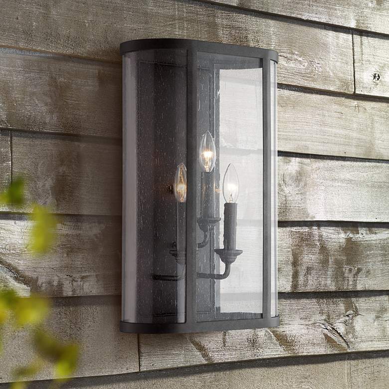 Image 1 Chace 20" High Forged Iron 3-Light Outdoor Wall Light
