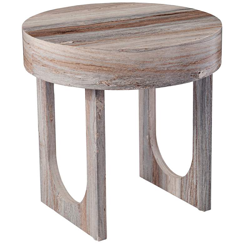 Image 2 Chadkirk 19 3/4" Wide Brown Faux Marble Round End Table