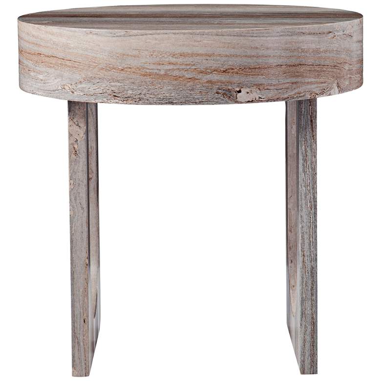Image 3 Chadkirk 19 3/4" Wide Brown Faux Marble Round End Table more views