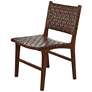Chadwick Brown Cow Leather Woven Dining Chairs Set of 2