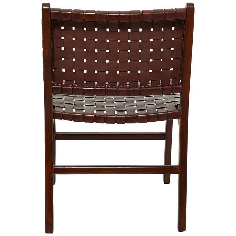 Image 4 Chadwick Brown Cow Leather Woven Dining Chairs Set of 2 more views