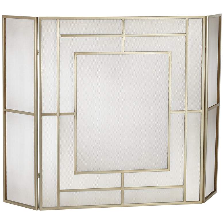 Image 1 Chadwicke Gold 35" High 3-Panel Fireplace Screen