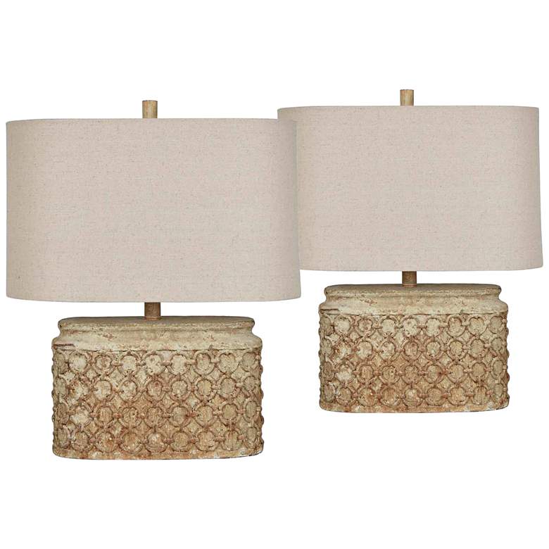 Image 1 Chains Aged Gray Stone Accent Table Lamps Set of 2