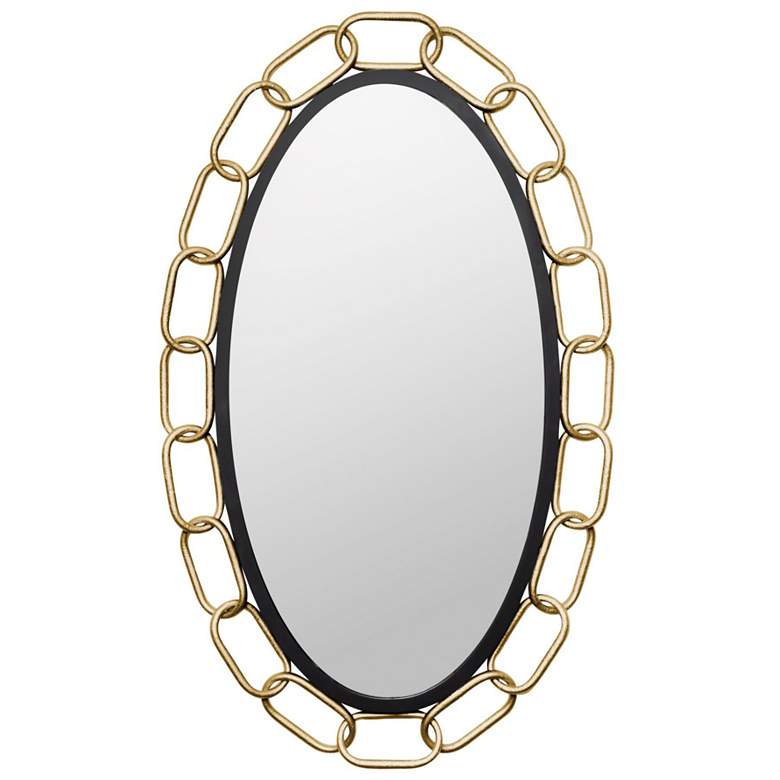 Image 1 Chains of Love 24x40 Oval Wall Mirror - Matte Black/Textured Gold