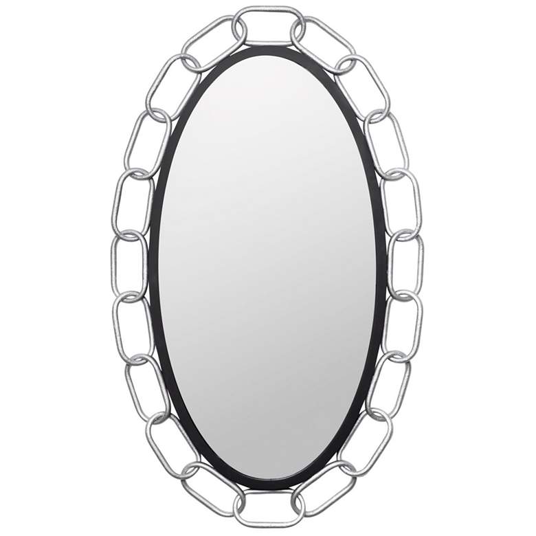 Image 1 Chains of Love 24x40 Oval Wall Mirror - Matte Black/Textured Silver
