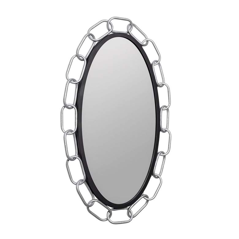 Image 2 Chains of Love 24x40 Oval Wall Mirror - Matte Black/Textured Silver more views