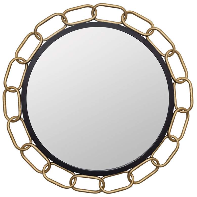 Image 1 Chains of Love 30-in Round Wall Mirror - Matte Black/Textured Gold