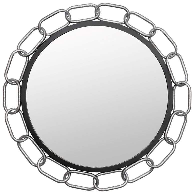 Image 1 Chains of Love 30-in Round Wall Mirror - Matte Black/Textured Silver