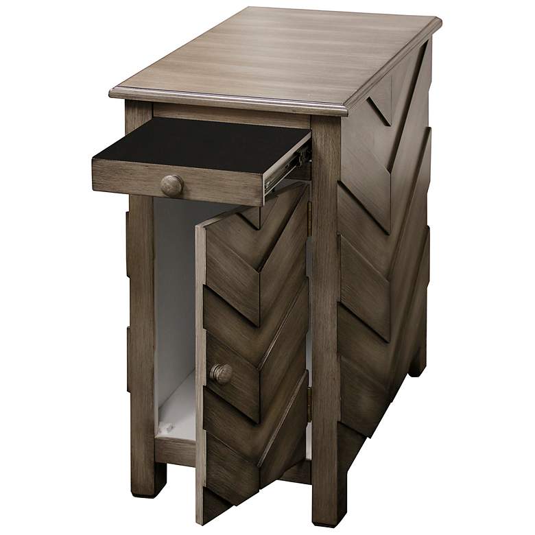 Image 3 Chairside Arrow Brushed Brown End Table with USB Charge Port more views