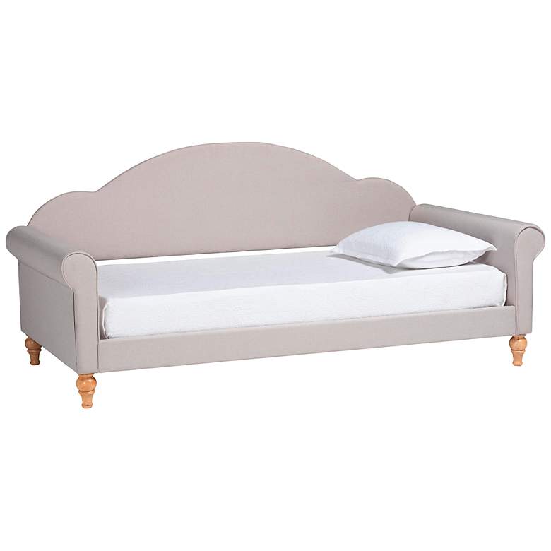 Image 2 Chaise Light Gray Velvet Fabric Twin Size Daybed