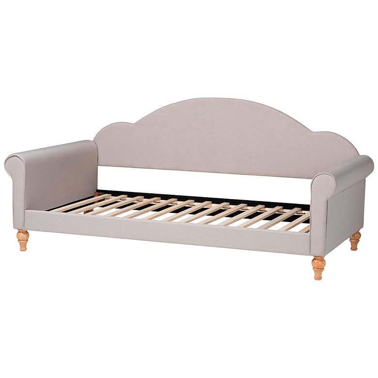 Image 6 Chaise Light Gray Velvet Fabric Twin Size Daybed more views