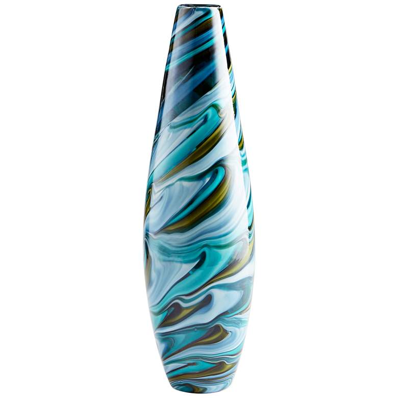 Image 1 Chalcedony Large 19 3/4 inch High Multi-Color Blue Glass Vase