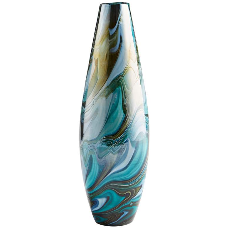 Image 1 Chalcedony Medium 15 3/4" High Multi-Color Blue Glass Vase