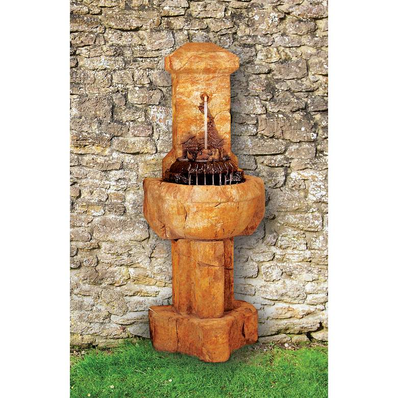 Image 1 Chalet 60 inch High Relic Lava Stone Outdoor Wall Fountain