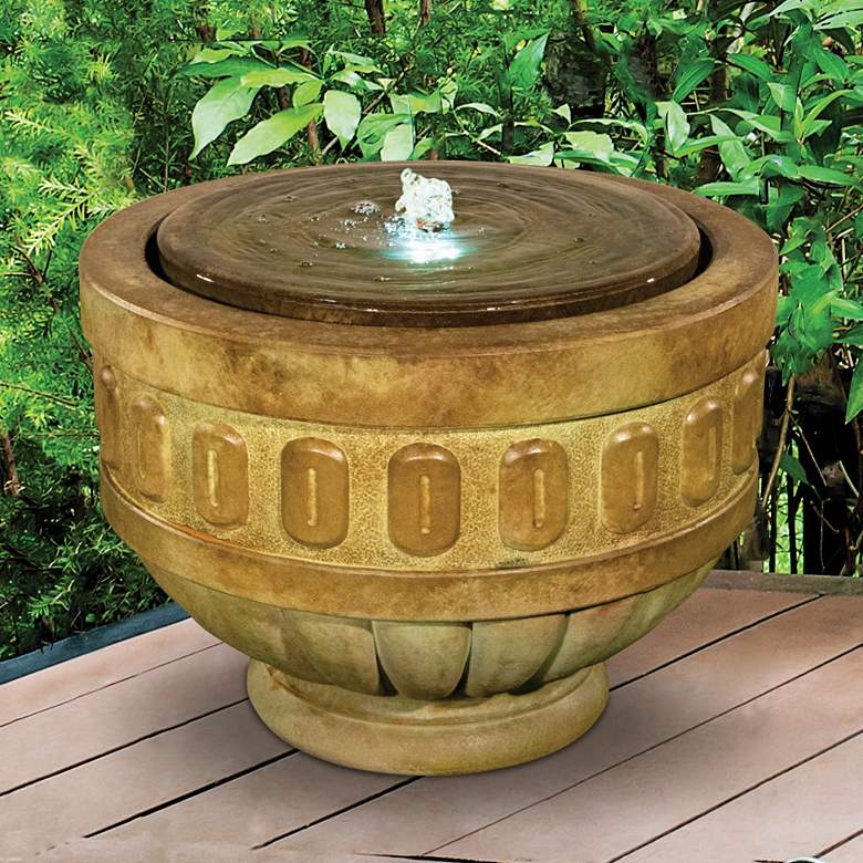 Image 1 Chalice 16 1/2"H Relic Sargasso LED Bubbler Outdoor Fountain