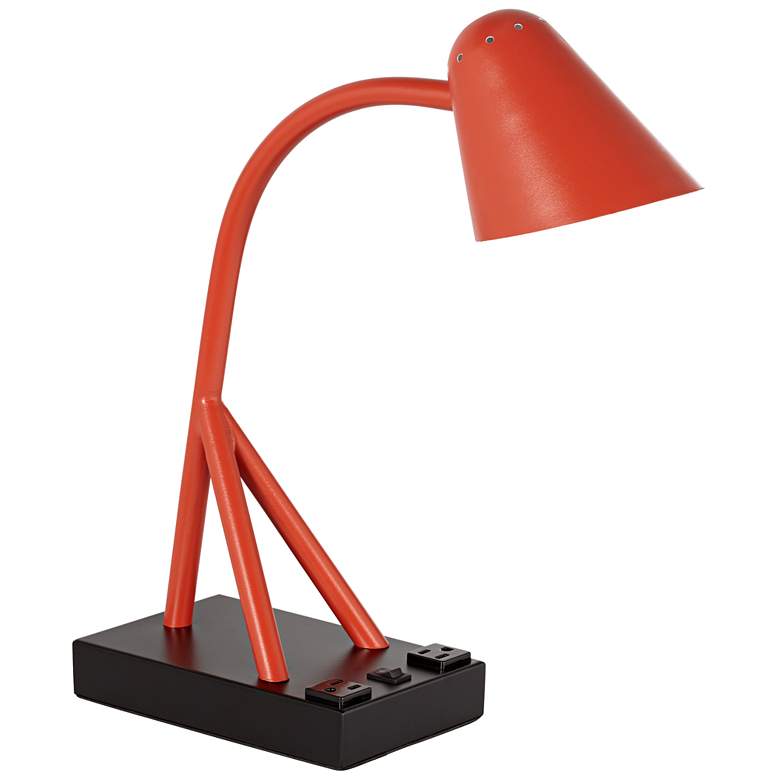 Image 1 Chalinga Red Metal LED Desk Lamp with Workstation Base