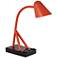 Chalinga Red Metal LED Desk Lamp with Workstation Base
