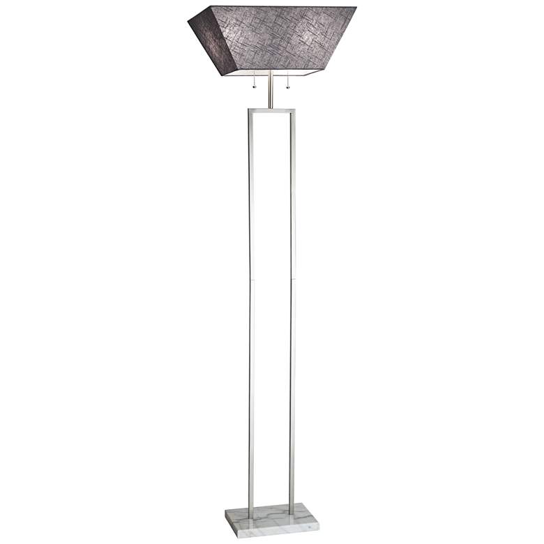 Image 1 Chambers Brushed Steel Torchiere Floor Lamp