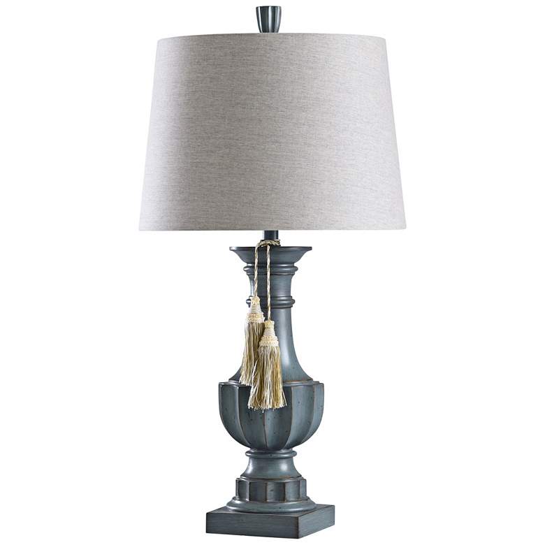 Image 1 Chambray Gray Table Lamp with Tassels