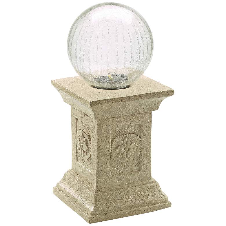 Image 2 Chameleon Solar LED Outdoor Gazing Ball with Tuscan Pedestal