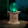 Chameleon Solar LED Outdoor Gazing Ball with Tuscan Pedestal