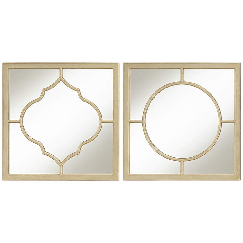 Image 1 Champagne 18" Square Geometric Mirrors Set of 2