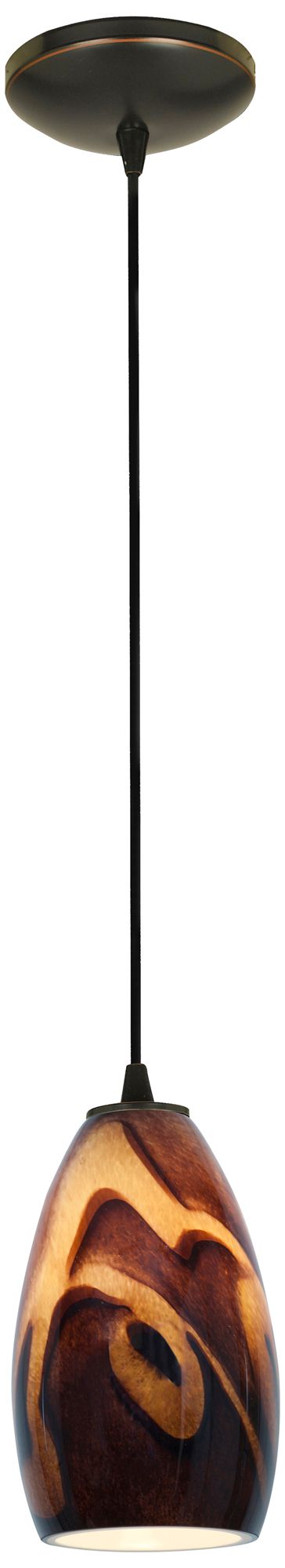 Champagne 5" Wide Bronze LED Mini Pendant with Inca Glass