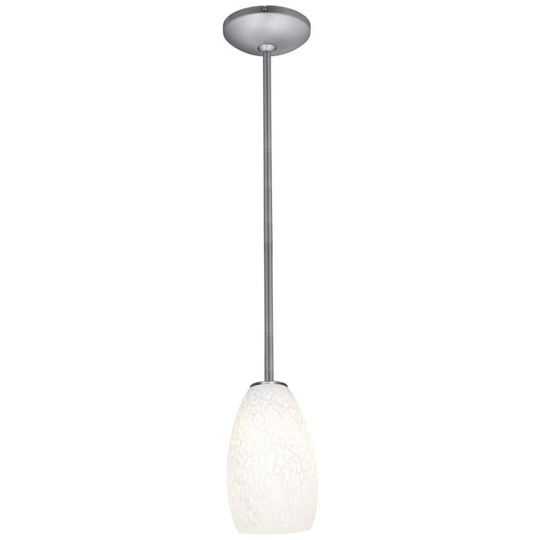 Image 1 Champagne 5" Wide Brushed Steel Mini Pendant w/ White Glass