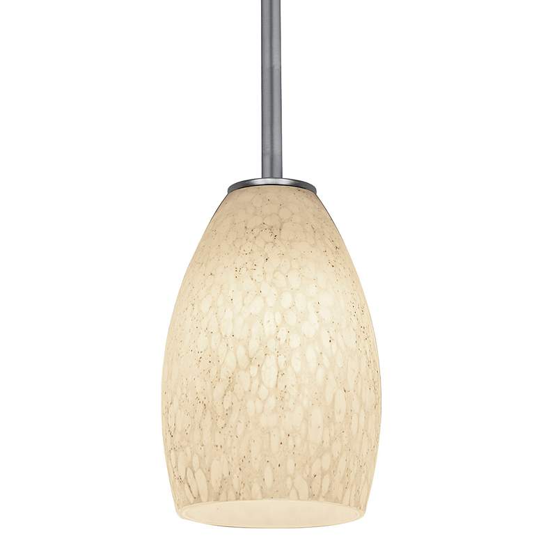 Image 4 Champagne 5" Wide Brushed Steel Mini Pendant w/ White Glass more views