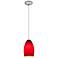 Champagne 5"W Brushed Steel and Red Glass LED Mini Pendant