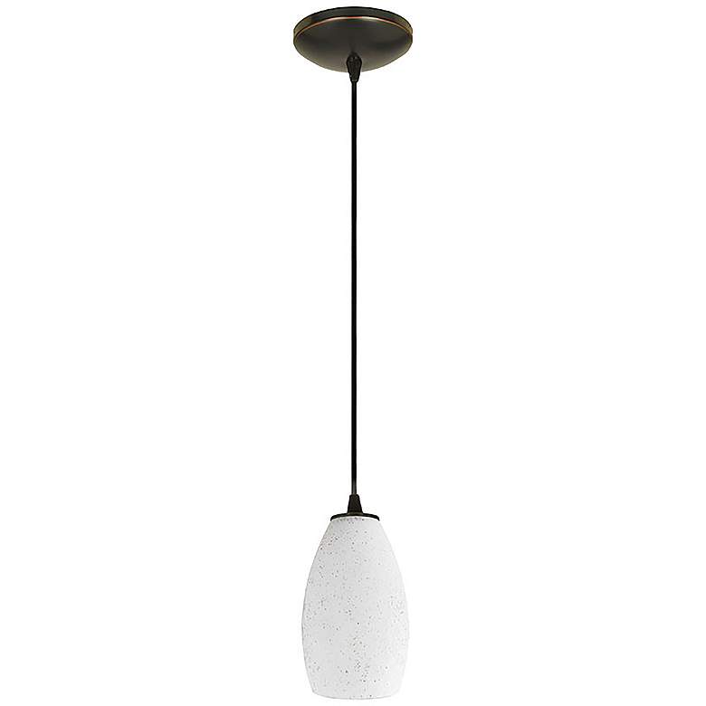 Image 4 Champagne 5"W Oiled Bronze Cord Hung LED Pendant w/ White Stone Glass more views