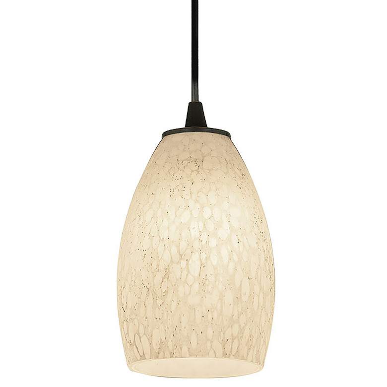 Image 5 Champagne 5"W Oiled Bronze Cord Hung LED Pendant w/ White Stone Glass more views