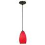 Champagne - Cord - Oil Rubbed Bronze Finish - Red Glass Shade