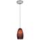 Champagne - E26 LED Cord Pendant - Brushed Steel Finish - Brown Stone Glass