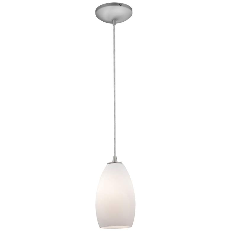 Image 1 Champagne - E26 LED Cord Pendant - Brushed Steel Finish - Opal Glass Shade