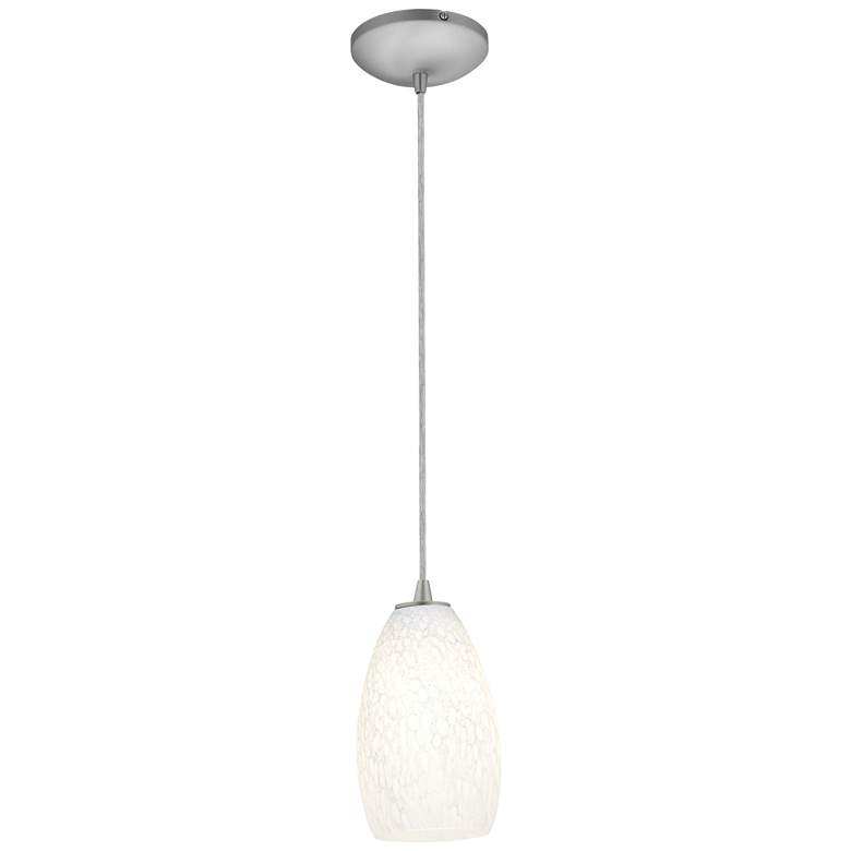 Image 1 Champagne - E26 LED Cord Pendant - Brushed Steel Finish - White Stone Glass