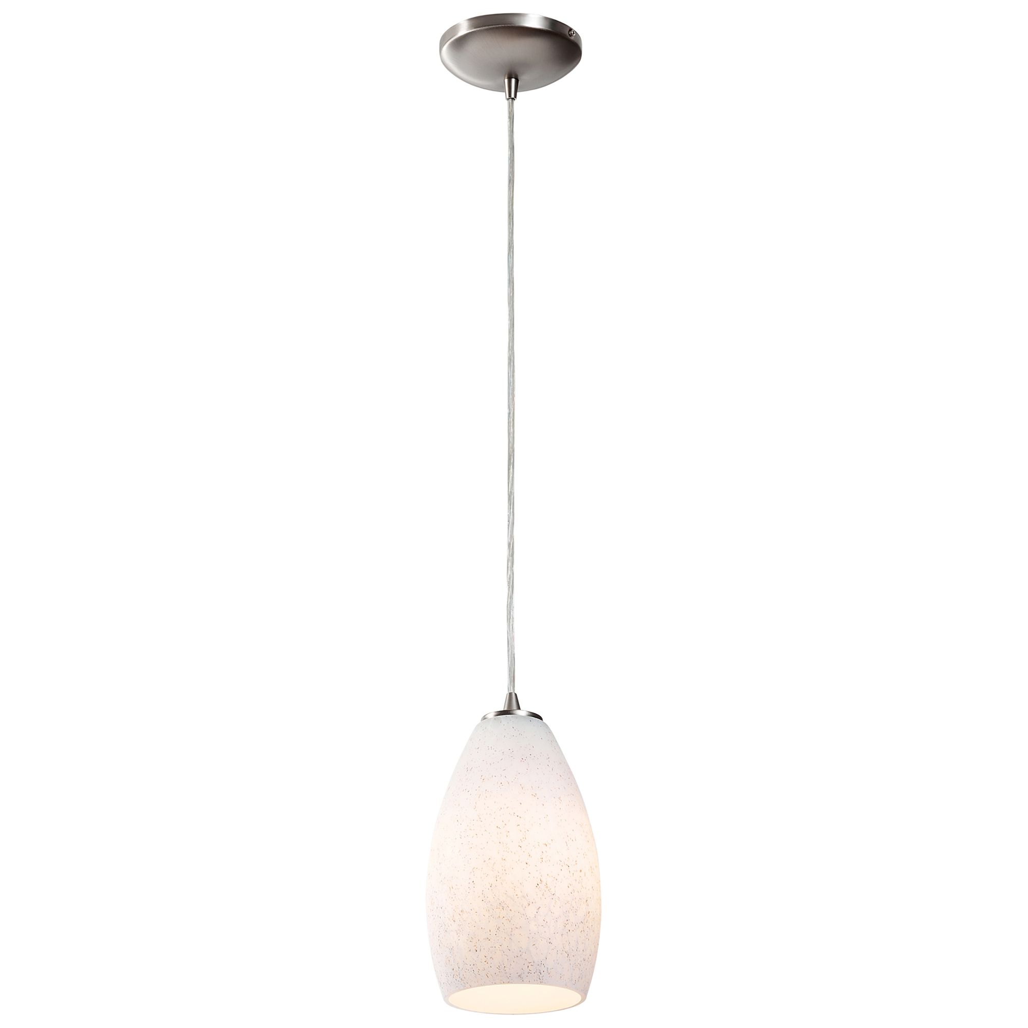 Champagne - E26 LED Cord Pendant - Brushed Steel Finish - White Stone Glass