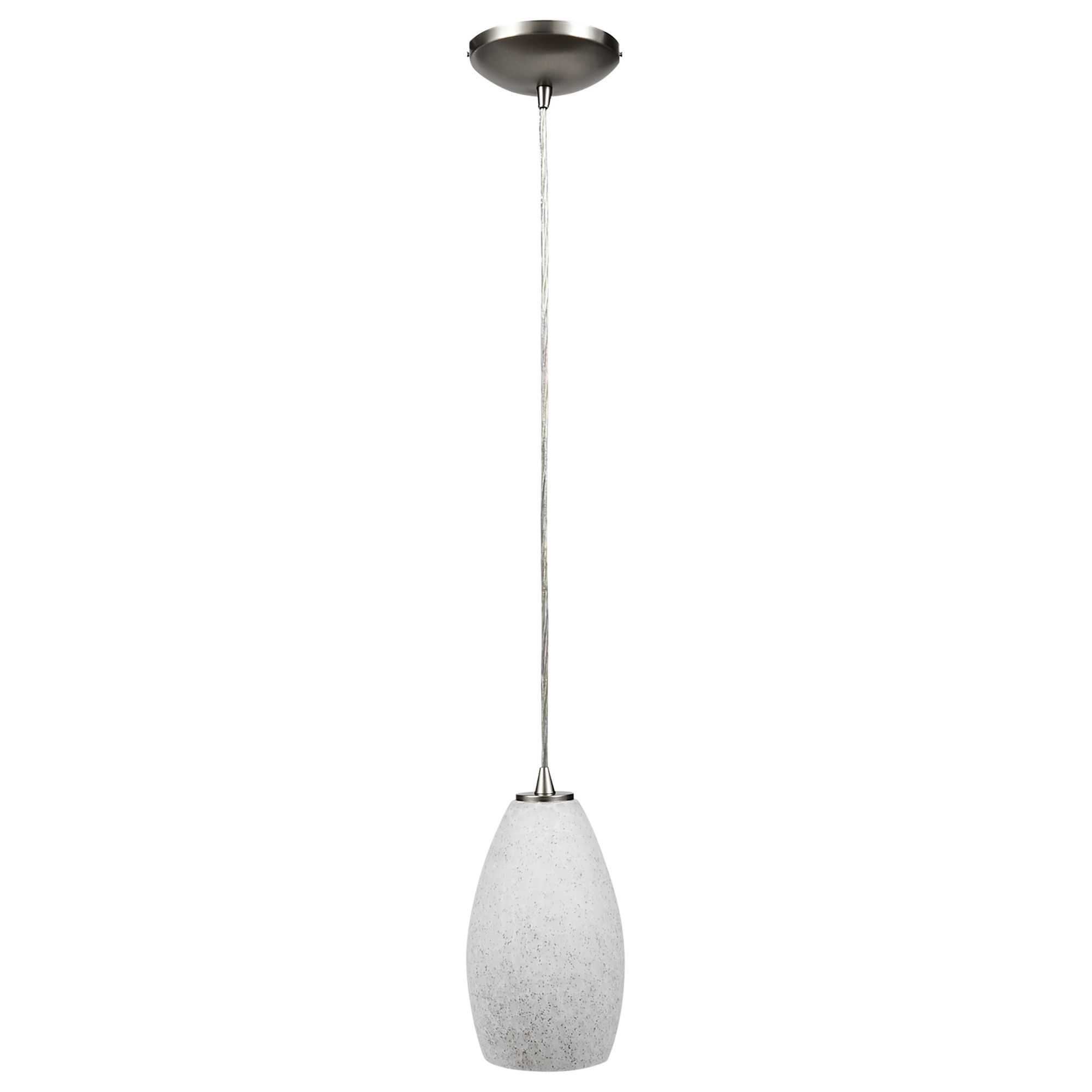 Champagne - E26 LED Cord Pendant - Brushed Steel Finish - White Stone Glass