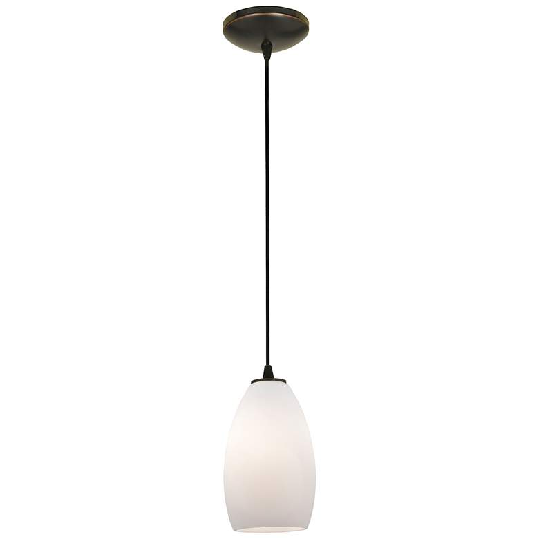 Image 1 Champagne - E26 LED Cord Pendant - Oil Rubbed Bronze Finish - Opal Glass