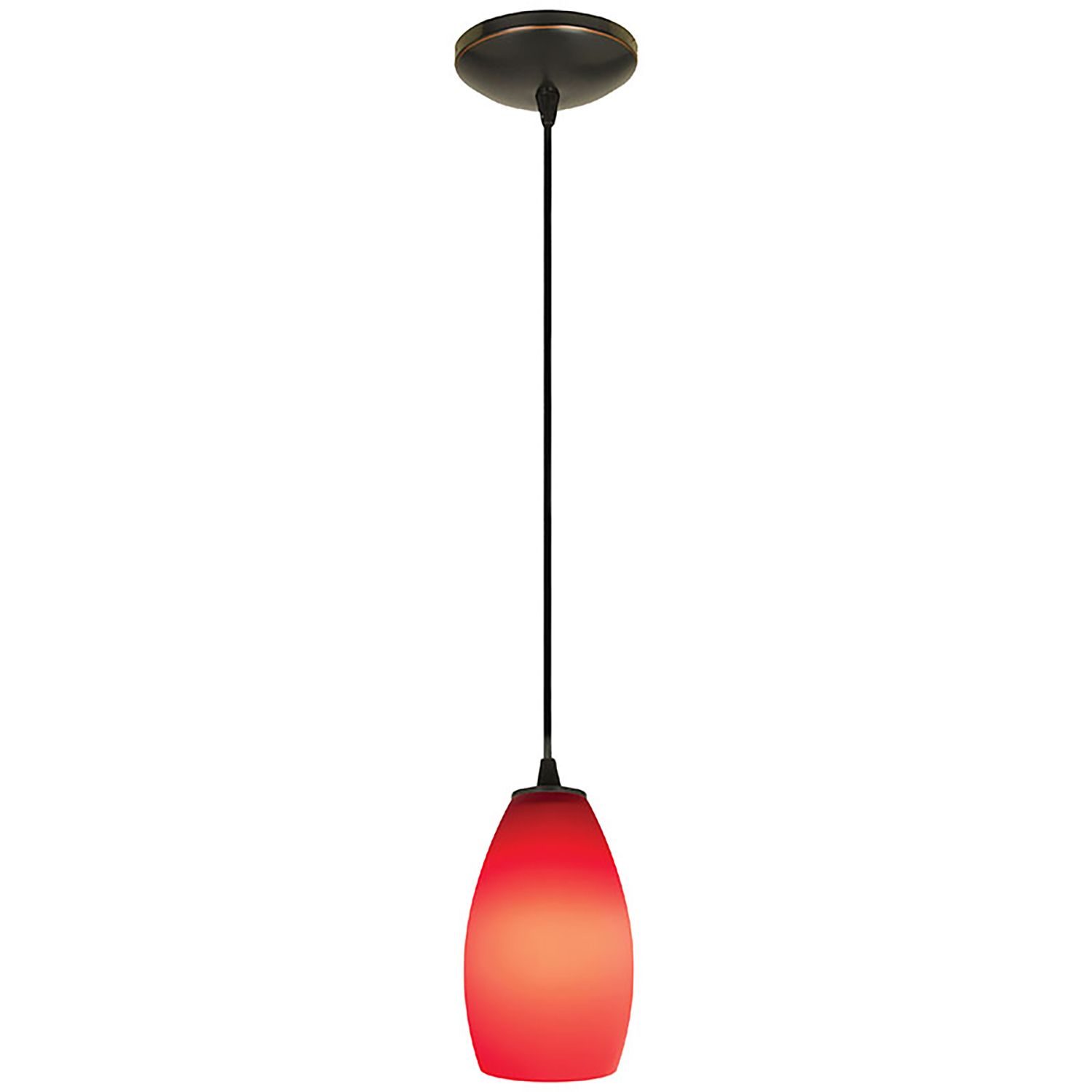 Image 2 Champagne - E26 LED Cord Pendant - Oil Rubbed Bronze Finish - Red Glass more views