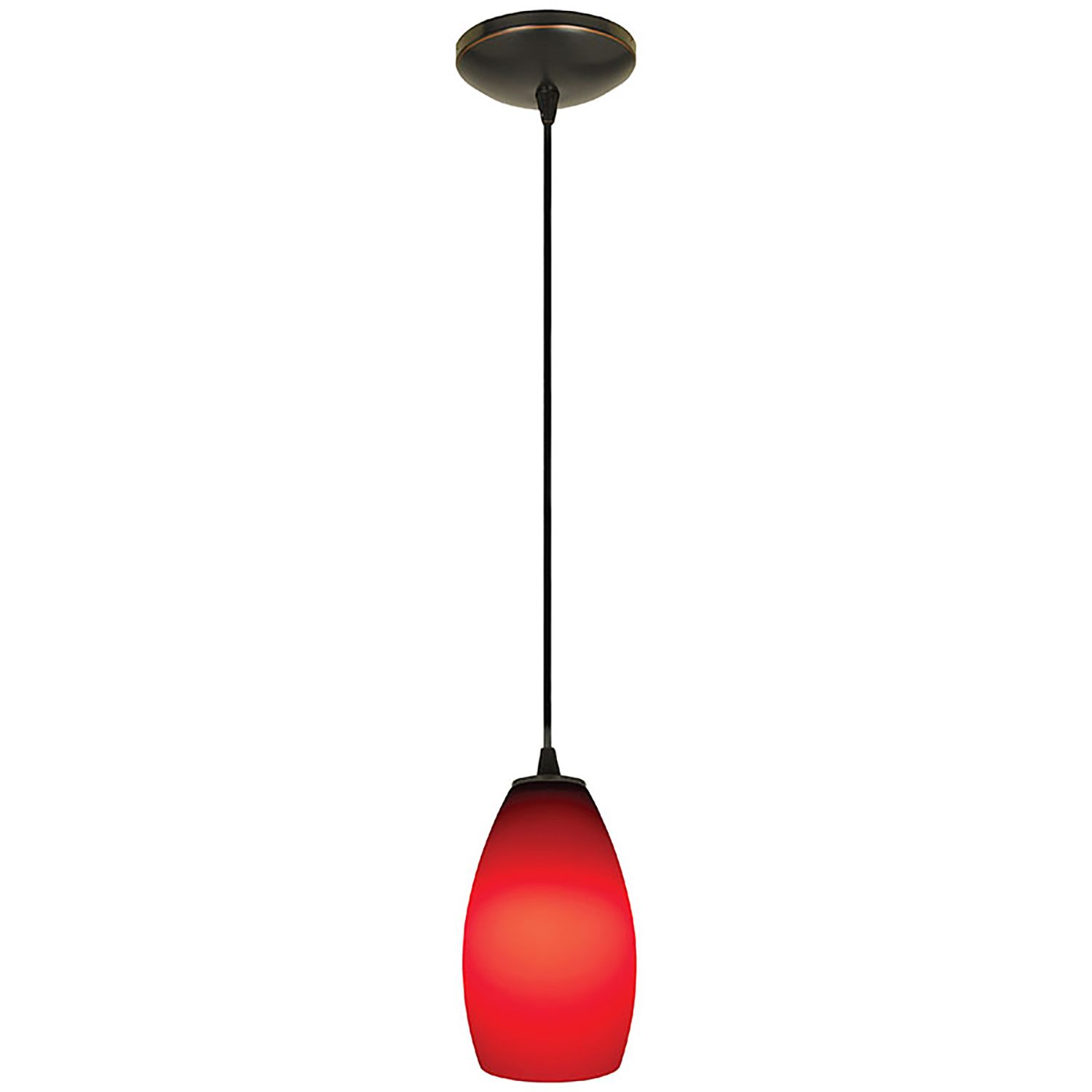 Image 3 Champagne - E26 LED Cord Pendant - Oil Rubbed Bronze Finish - Red Glass more views