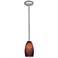 Champagne - E26 LED Rod Pendant - Brushed Steel Finish - Brown Stone Glass